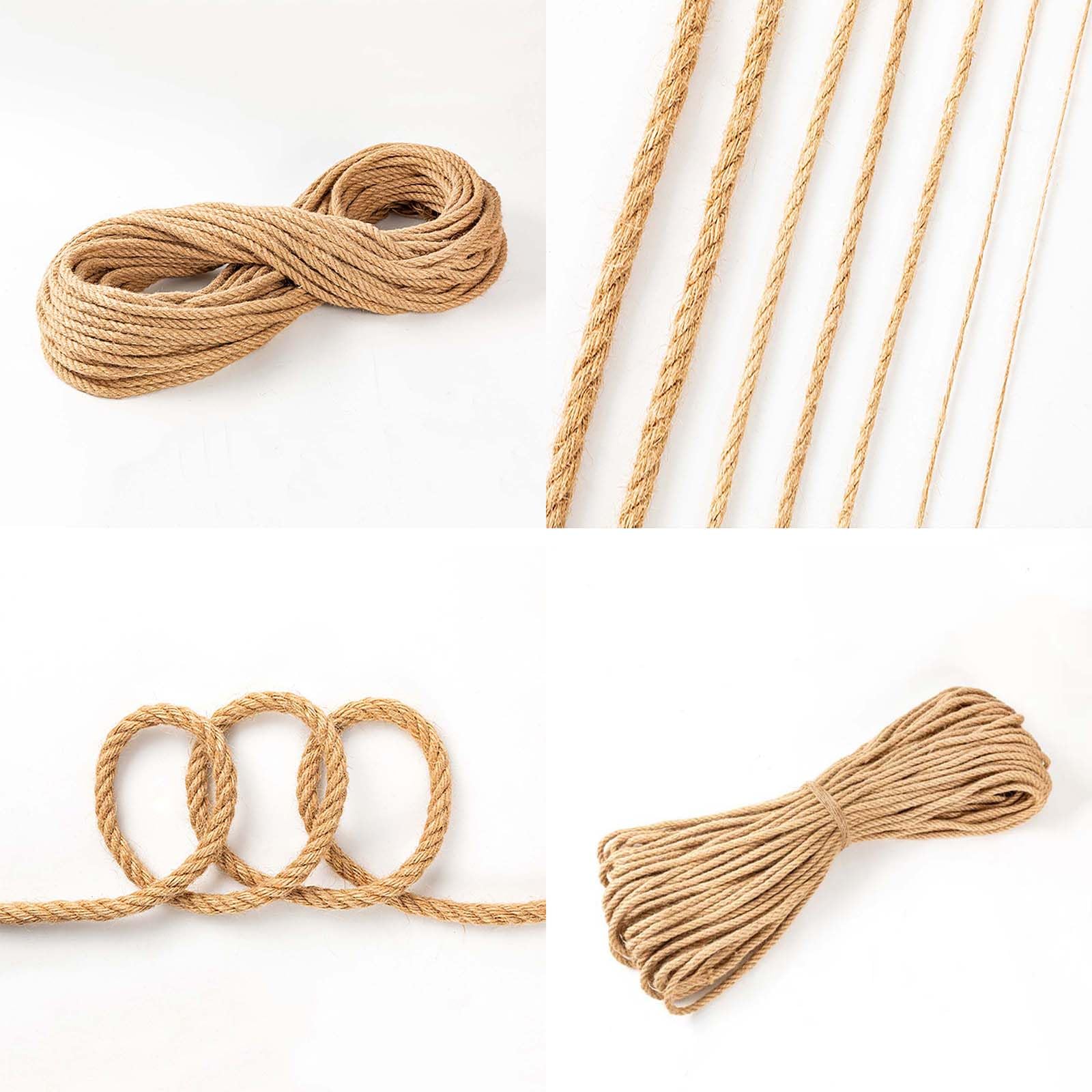Naturalny sznurek jutowy o długości 100 metrów, wytrzymały sznurek ogrodowy, do smyczy ogrodowej, eleganckie opakowanie na prezent, ramka na zdjęcia DIY, dekoracja ścienna wisząca Tiragraf (rozmiar 6
