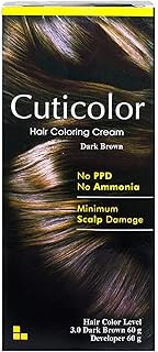 Cuticolor Hair Coloring Cream, Hair Color, 60g + 60g - Dark Brown (Pack of 1)