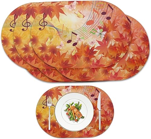 Miniatura 26 de Pumpkin Placemats Set of 4 Ghost Non Slip Washable Heat Resistant Place Mats 12x18 Inch Round Tablemats for Dining Kitchen Party Daily Table Decor
