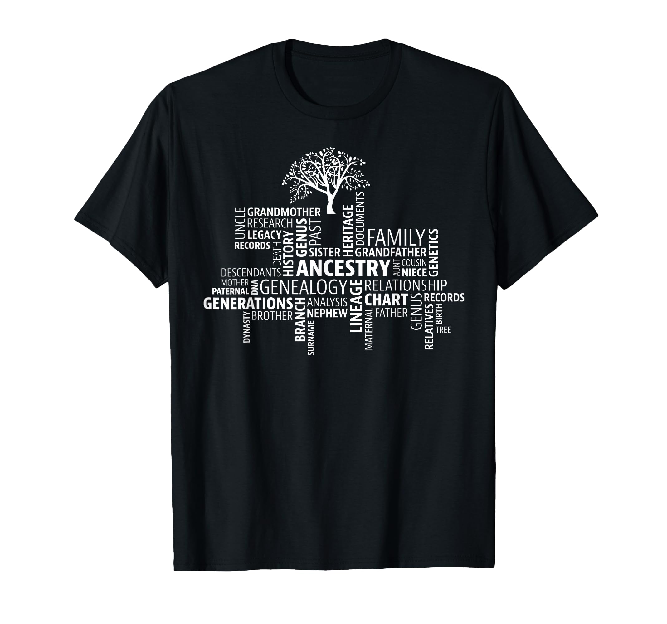Genealogy, Ancestry, Word Cloud T-Shirt Research Your Family T-Shirt