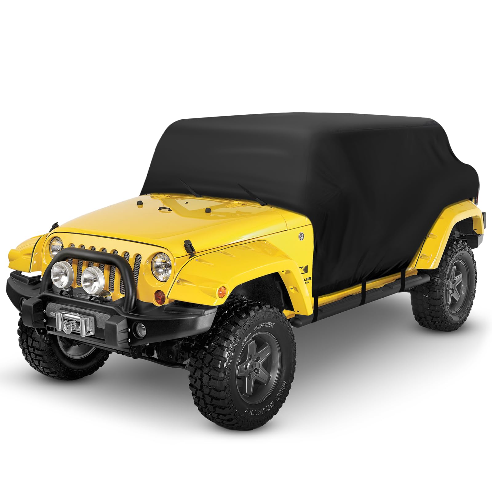 XYZCTEM Wrangler Half Cover Waterproof, for 2007-2024 Jeep Wrangler JKU 4 Door, Rain Snow Hail Dust Protection, Scratch Resistant Outdoor UV Protection Black Car Cover