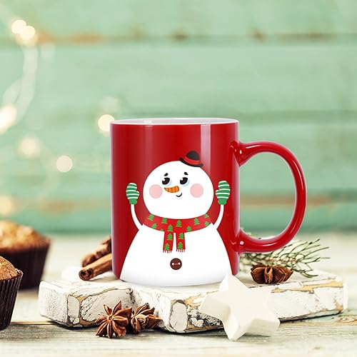 Miniatura 4 de Whaline Juego de 6 tazas de Navidad de 12 onzas, Papá Noel, muñeco de nieve, reno, pingüino, taza de café de Navidad, tazas de cerámica de Navidad