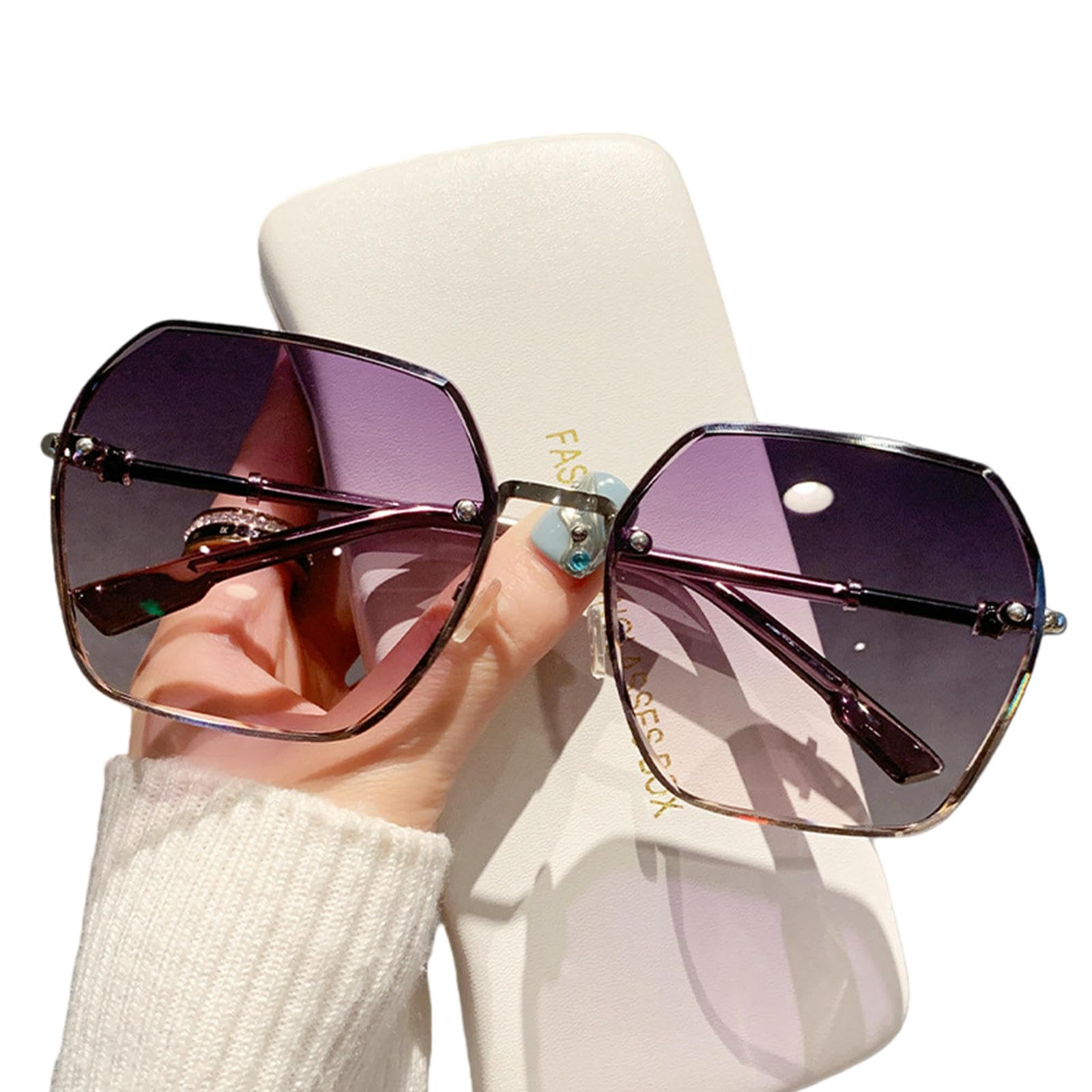 Gyios sunglasses Oversized For Women Transparent Gradient Glasses Lens
