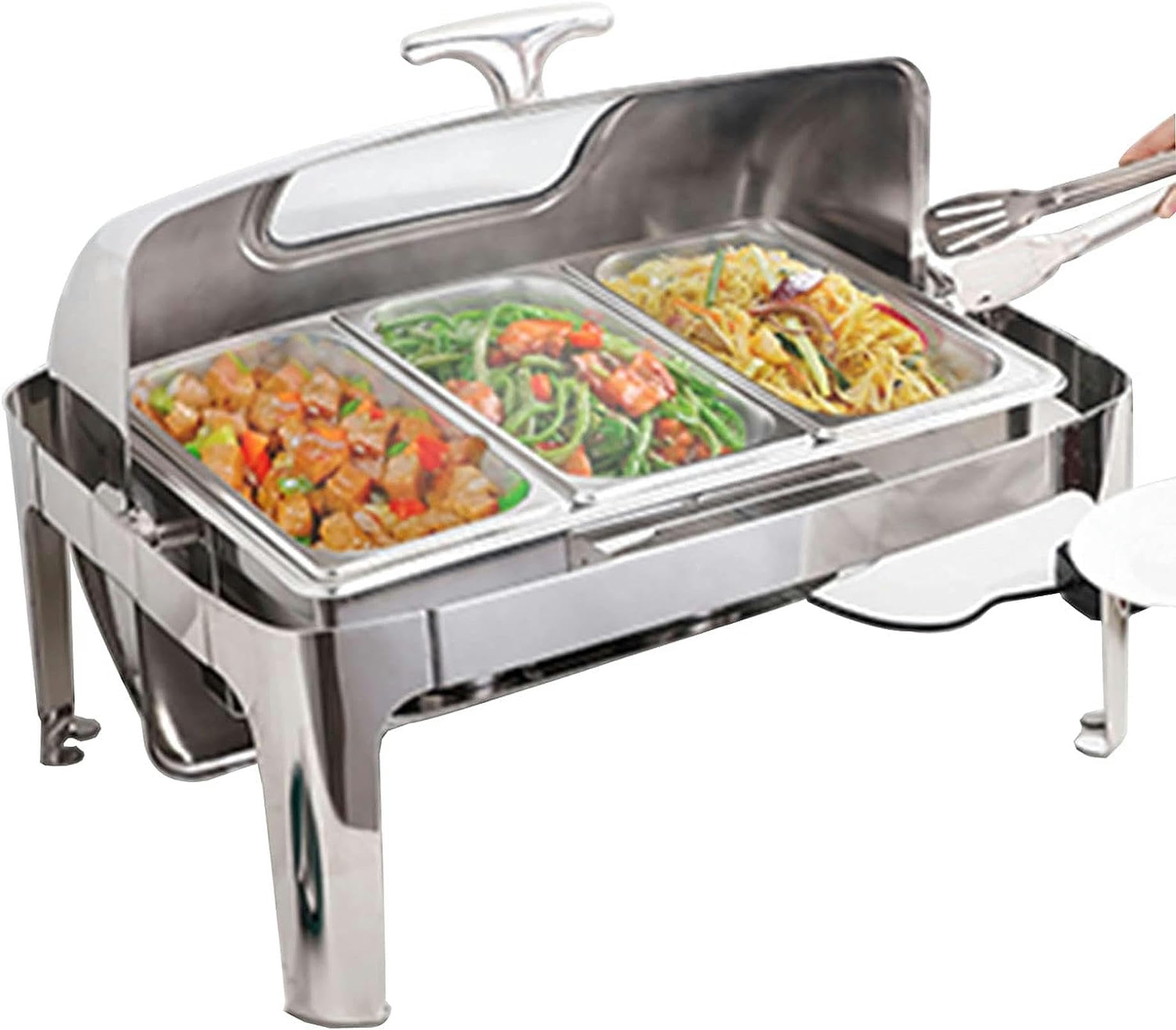 Scaldavivande Elettrico per Feste Buffet in Acciaio Inox Set da Buffet con Coperchio 13L Grande capacità scaldavivande e Server per Buffet Commerciali (1/3 Size Pan)