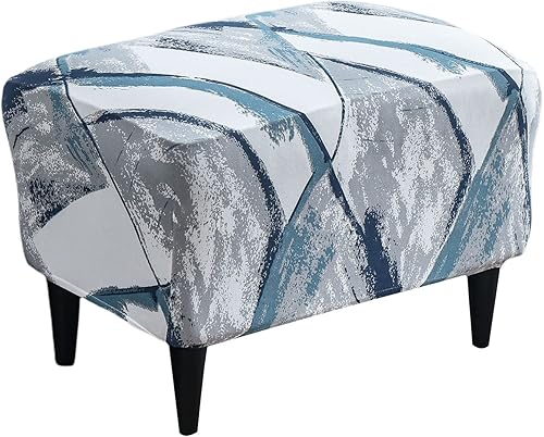 CRFATOP Funda otomana elástica para taburete, funda rectangular de almacenamiento para reposapiés, fundas protectoras para reposapiés con parte