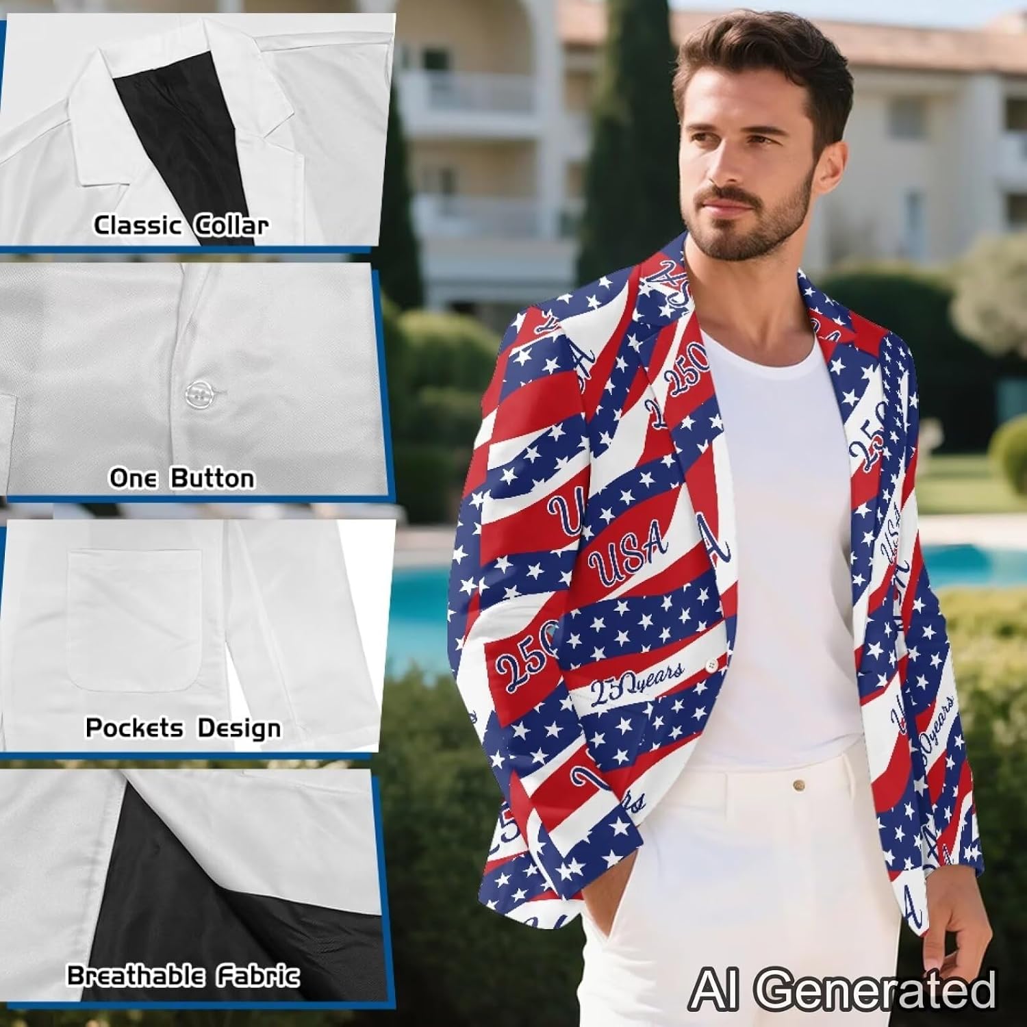 TOADDITDO Men's Polynesian Tribal Print Blazers One Button Jacket Suit with 2 Pockets Lightweight Sport Coat