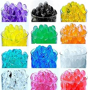 12 Pack Combo Sooper Beads Decoration Vase Filler - Water Beads Gel - 12 Colors - 5 Grams per Pack Make Over a Quart per Pack - Wedding Decoration Vase Filler - Furniture Decorative Vase Filler