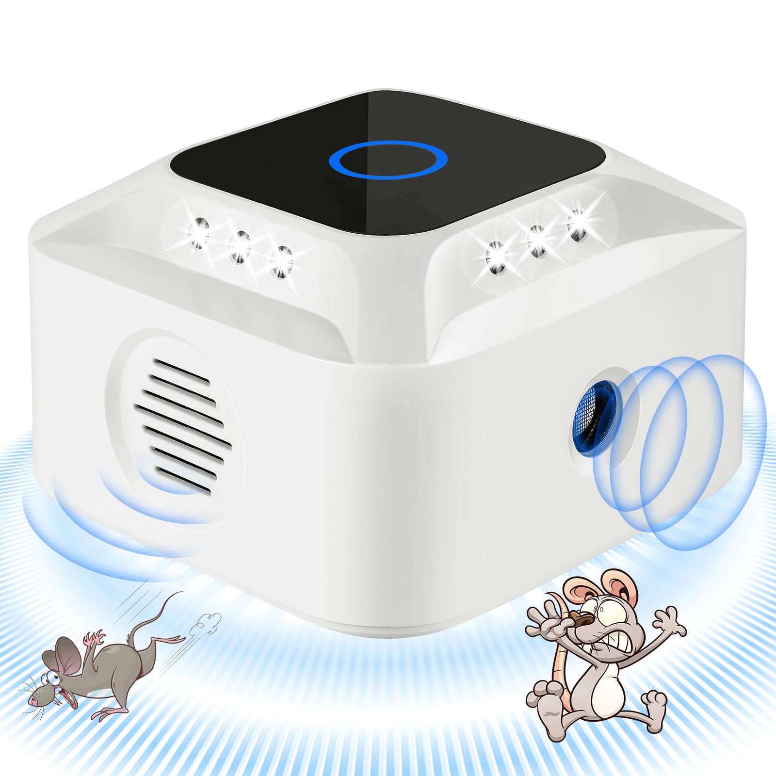Produktbild von Ultraschall Mäuseabwehr 360° - 3 Modi Gegen Ratten, Mäuse Und Insekten Im Haus