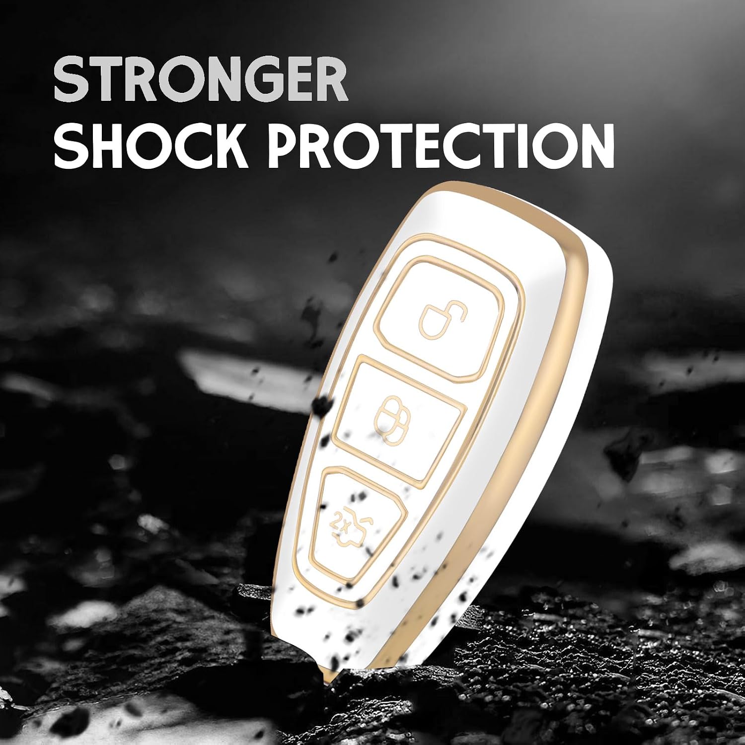 Soft TPU Car Key Fob Cover Case Compatible with Ford(White) image 5