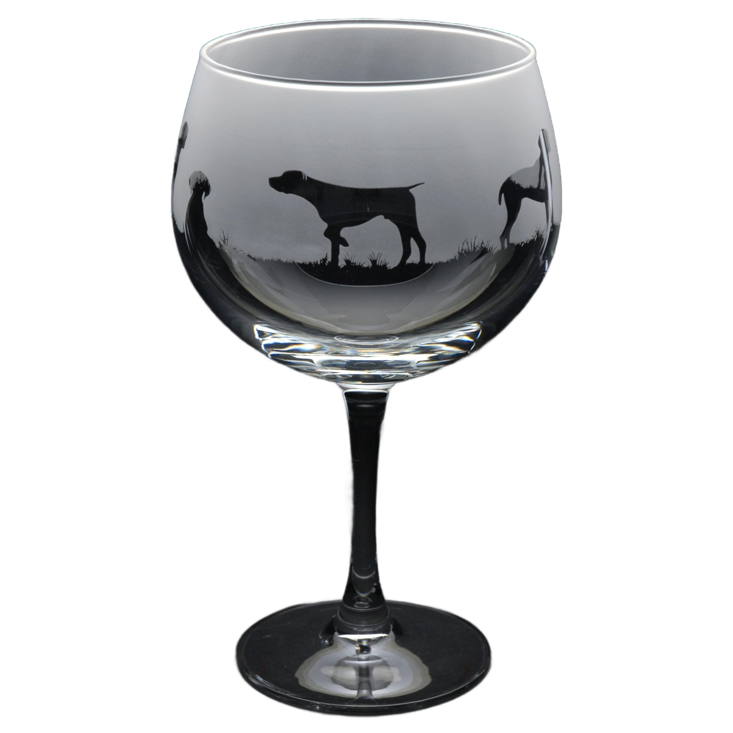 GLYPTIC Glass Art Pointer Dog Frieze Hand Etched/Engraved Gin Cocktail Glass โ image 1