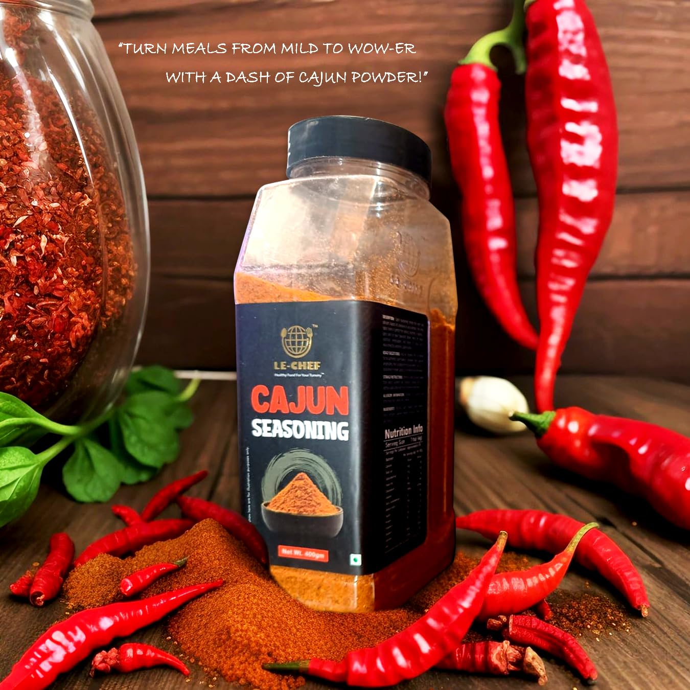 LE-CHEF Cajun Seasoning 400g | Classic Cajun Spice Blend for Grilling, Marinades & Creole Cooking | Bold, Smoky & Spicy Flavour | Ideal for Chicken, Seafood, Fries & Everyday Meals - Image 4 thumbnail