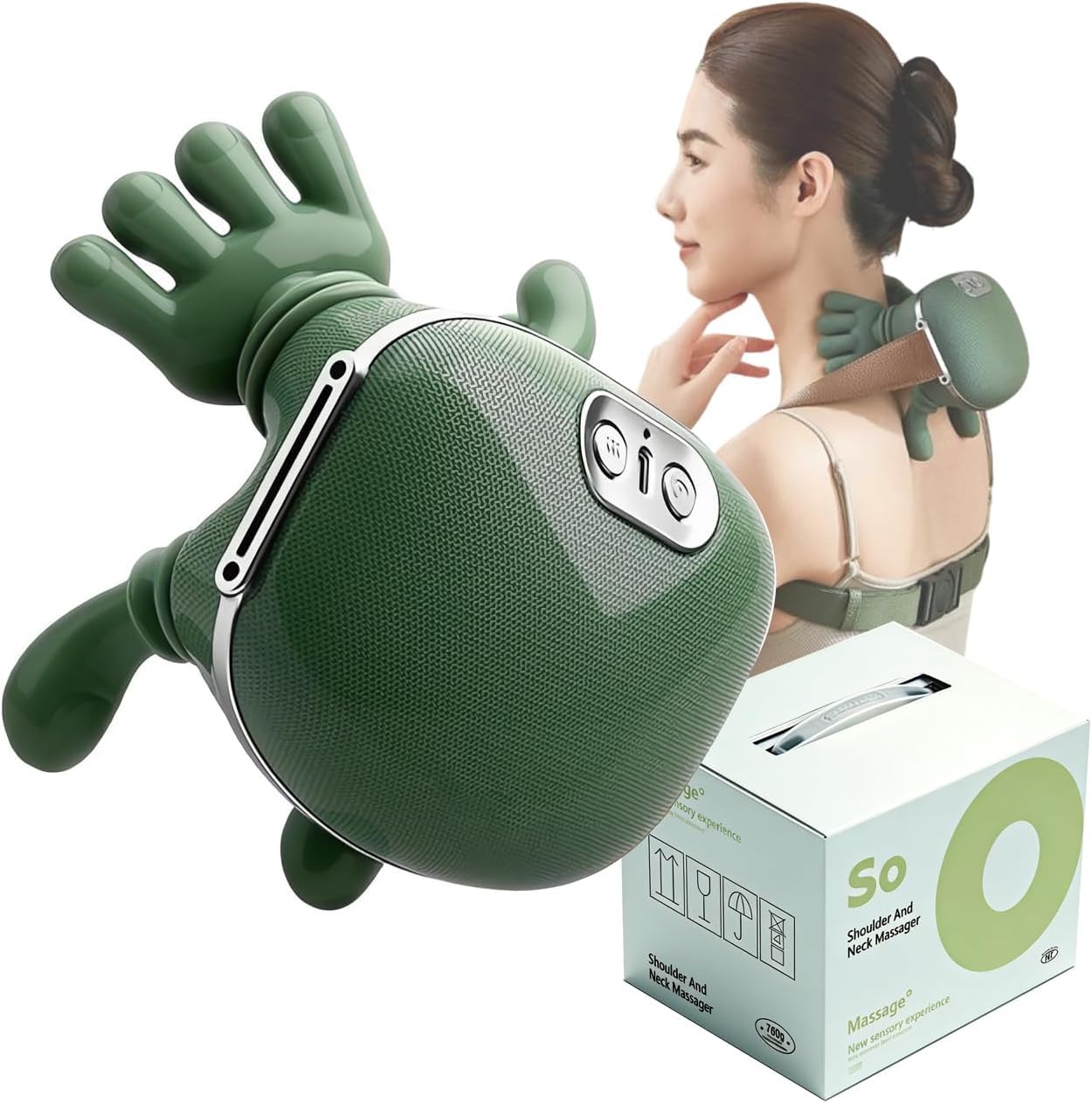 Siasoo Original – Masseur Chauffant Bionique 4D Shiatsu Sans Fil pour Cou et Dos, Massage Électrique des Tissus Profonds à Effet Mains Humaines (Intensité de Massage Moyenne pour un Cou Normal)