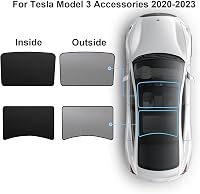 ShowEv Tesla Model 3 Napvédő Tető Árnyékoló - Összehajtható Napfénytető Árnyékoló Első és Hátsó Ablakokhoz - Fekete Autó Kiegészítő 2020-2023 3
