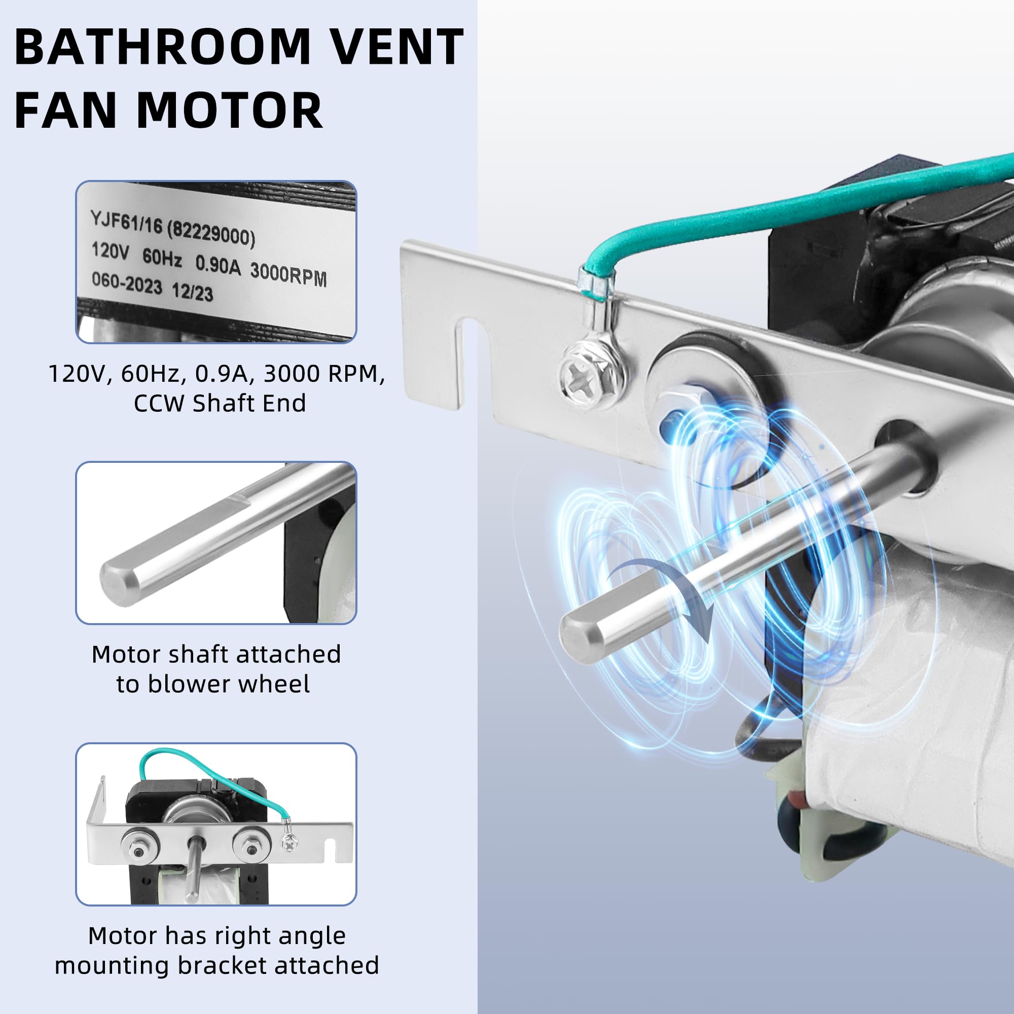 UPGRADE 82229000 Bathroom Vent Fan Motor and Wheel Fit for Nu-tone  