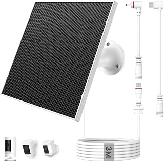 Solarpanel für Ring Kamera, 6W Solar Ladegerät mit USB-C und DC für Ring Stick Up Cam Plus Pro und Spotlight Cam Battery Serie, IP65 Wassergeschützt, 3m Kabel, 360 Grad Verstellbarer Halter