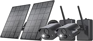ZOSI 2Pack C306 Pro 2K Wireless Battery Powered Security Camera Outdoor with Solar Panel, Color Night Vision, 2-Way Talk, PIR Detection, Spotlight & Siren Alarm, Cloud/SD Card Storage(No SD Card) asin的图片