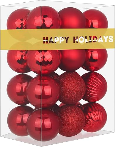 Miniatura 20 de Juego de 10 esferas de Navidad plateadas y rojas de 2.5 pulgadas, adornos para decoración de árbol de Navidad, inastillables, para cumpleaños