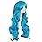 MapofBeauty 28 Inch/70cm Charming Women Side Bangs Long Curly Full Hair Synthetic Wig (Cyan Blue)