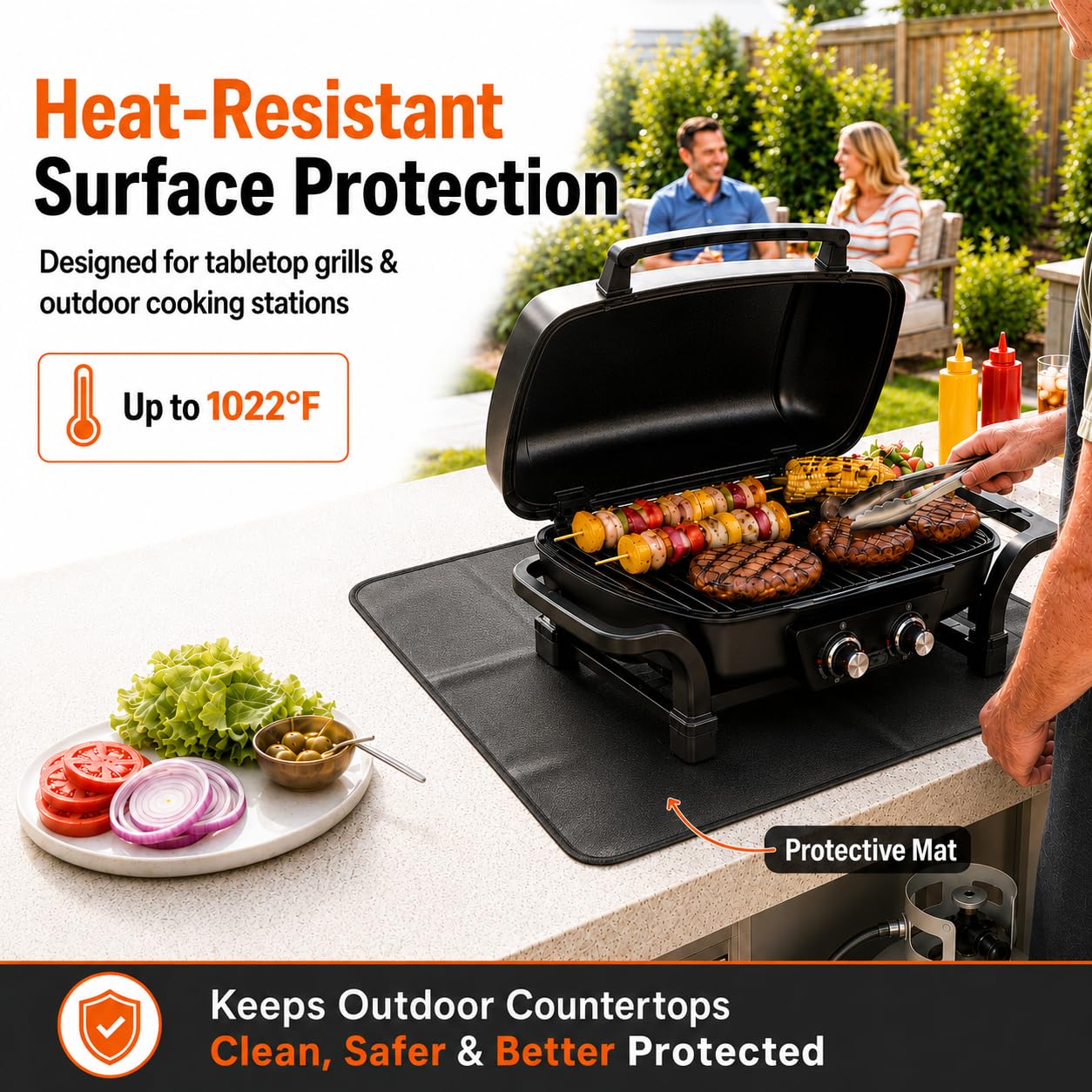 Blackstone Tapis de barbecue ignifuge imperméable résistant à la chaleur 61 x 91 cm noir