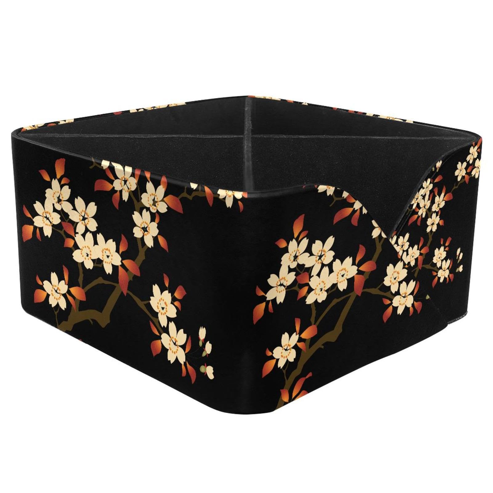 KengjuTesu Cherry Blossom Desktop Organizer Pen Holder, Rectangular Pencil Cup for Office, Study and Makeup Stations