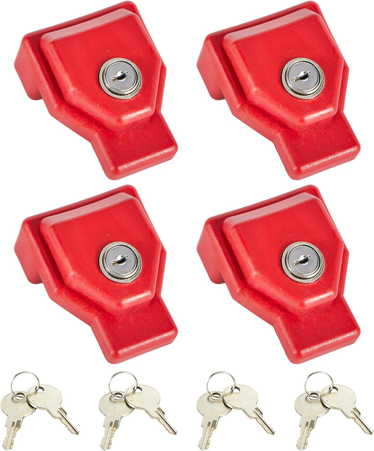 Glad Hand Lock Red Plastic Keyed Alike for Tractor Trailer, 4 Pack