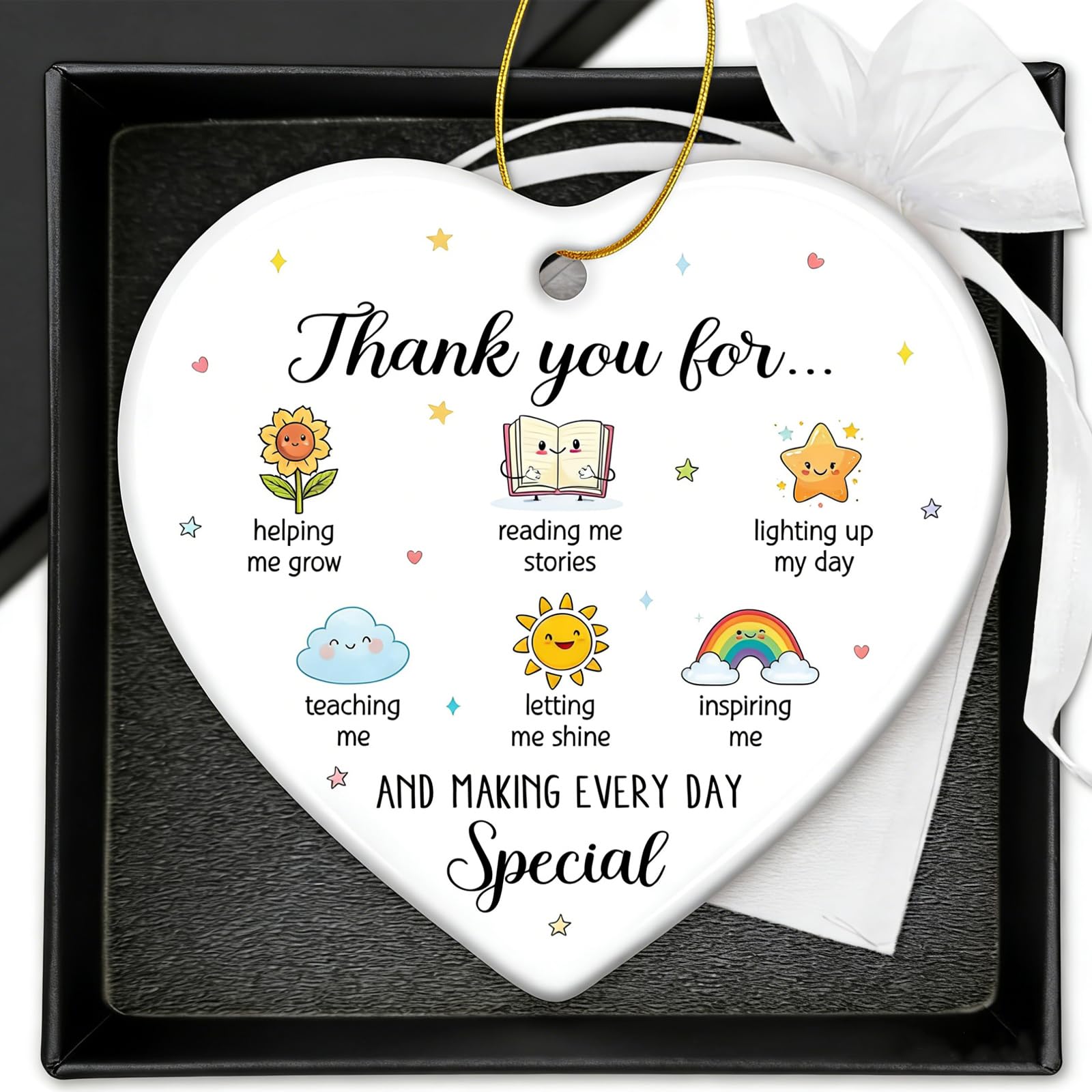 Yunvisty Girls Red Teacher Gifts Thank You Ceramics Plaque Cute Thank You For Helping Me Grow From Children Teaching, Growing Together, Nursery Cute Small Decoration