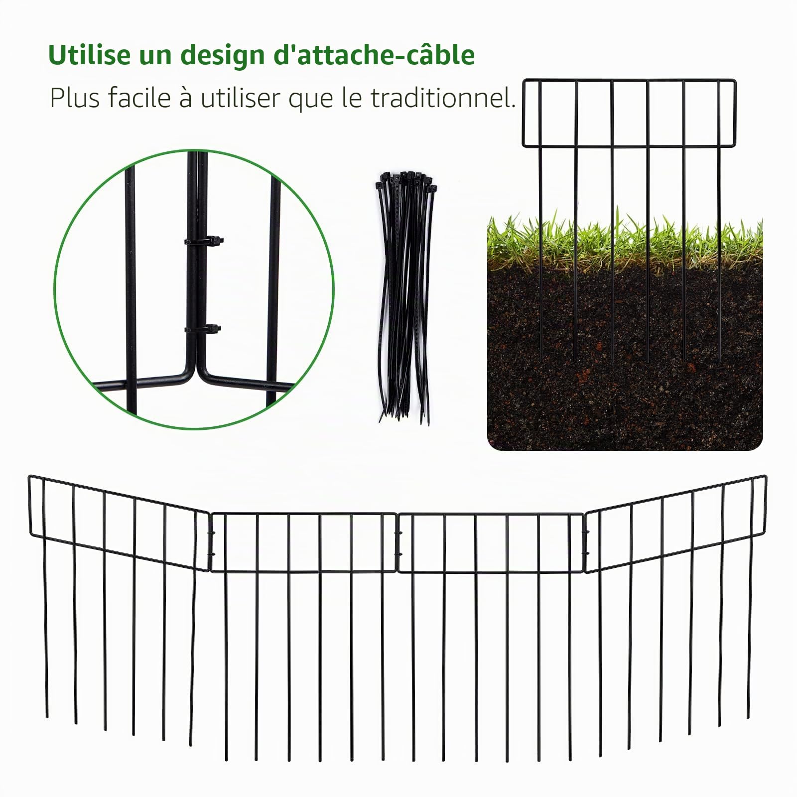 Lot de 10 clôtures pour chien pour la cour,43.2 cm (H) x3 m (L), clôture de jardin en fil métallique pour l'intérieur, clôture de défense pour chiens et animaux domestiques