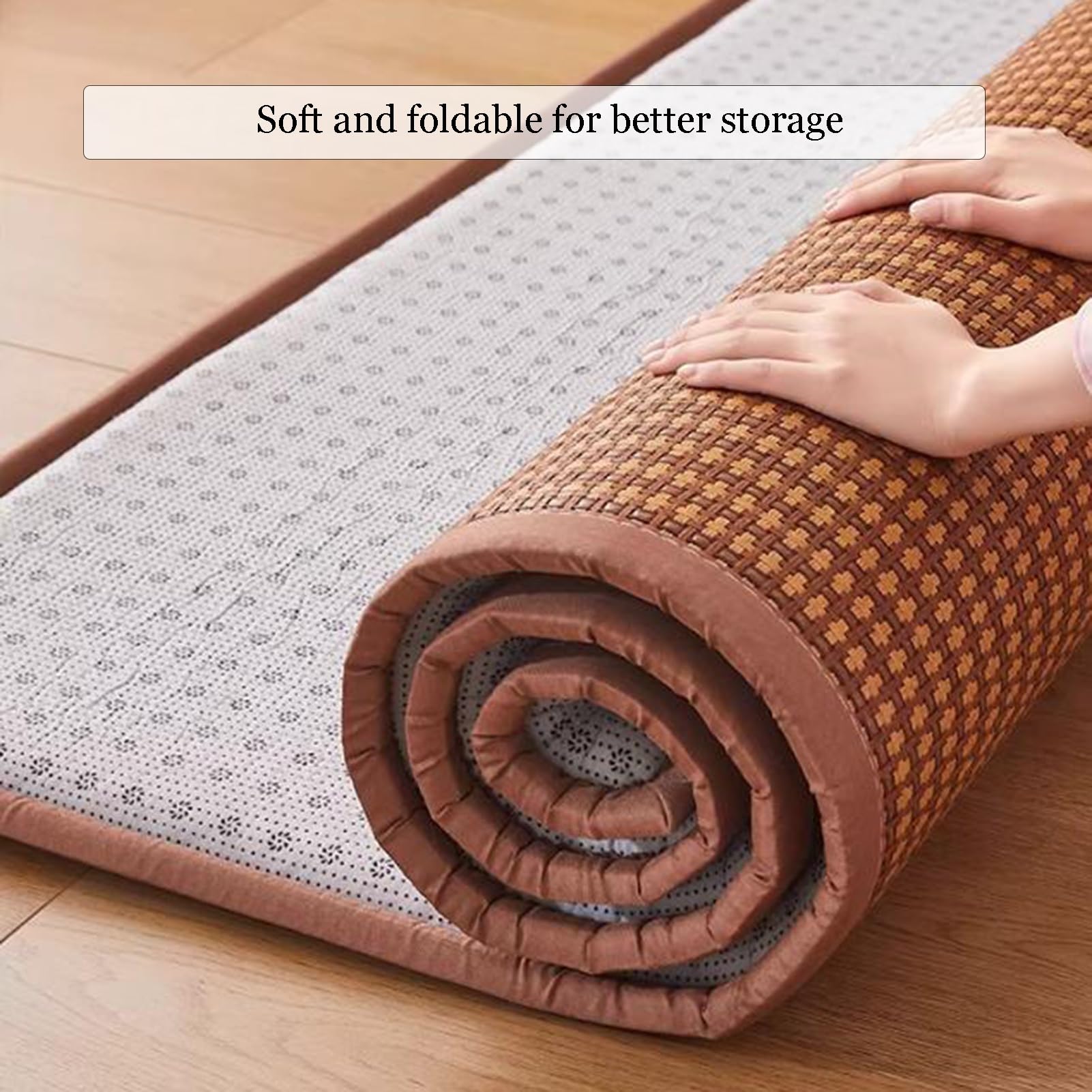 Tatami Tapis de sol d'été antidérapant respirant Tapis de couchage traditionnel japonais pour salon, chambre à coucher, ramper et jouer