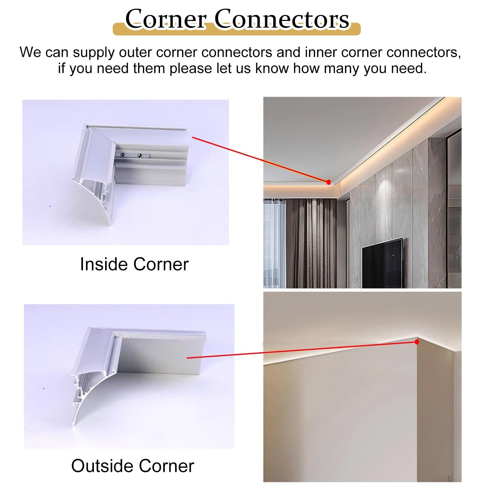 Perfil Aluminio Tira Led Moldura de Techo con Canal de Aluminio para LED, Moldura de Techo para Sala de Estar y Dormitorio, Difusor de Luz LED con Iluminación Indirecta para Bañador de Techo de Casa(1