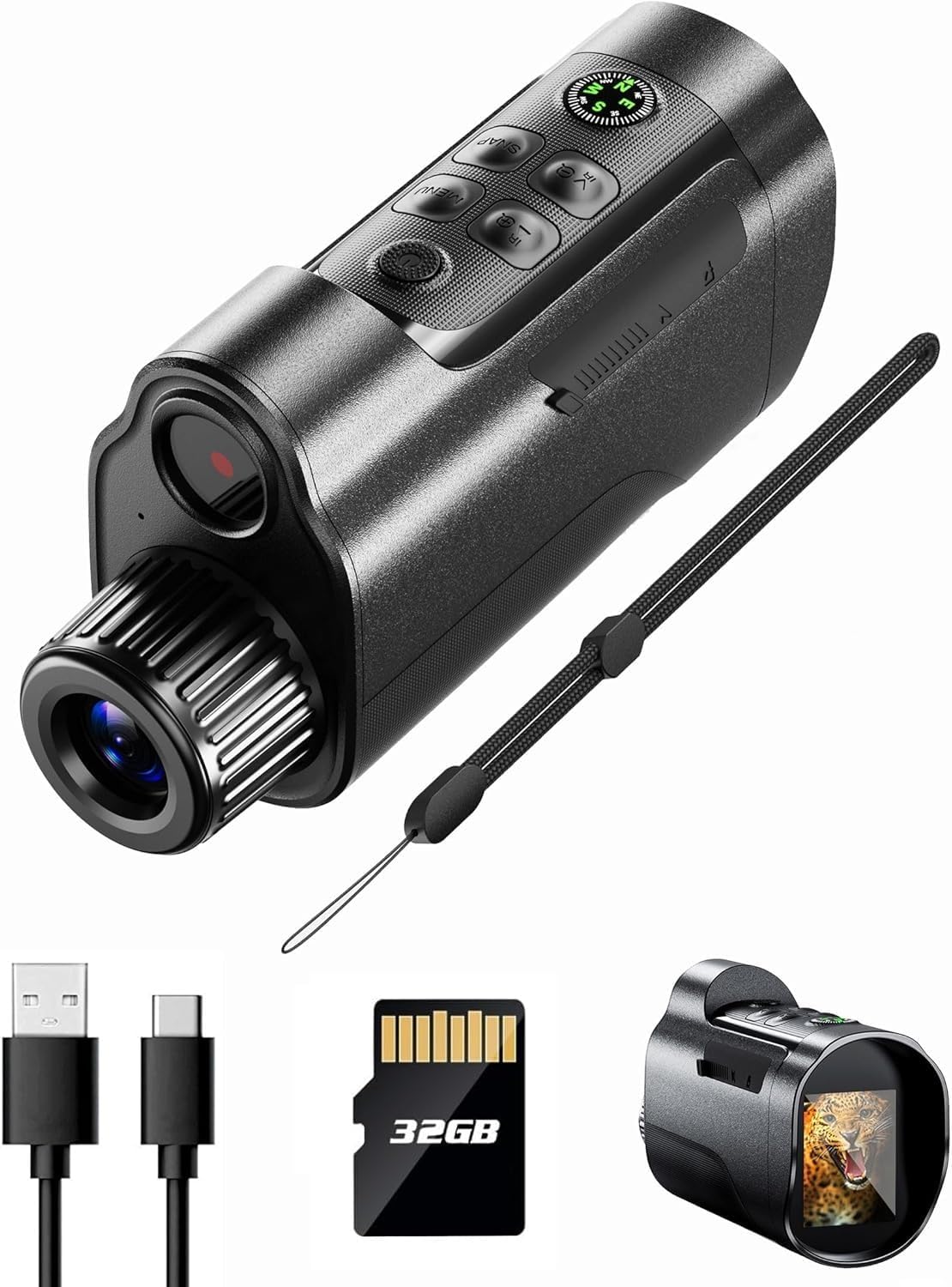 Night Vision Monocular, 2624FT-10X Digital Zoom, 2'' HD Screen Infrared Binoculars with Compass 32GB TF Card for Photos and Videos, Perfect for Adults Outdoor Camping and Wildlife Observation-picture-13