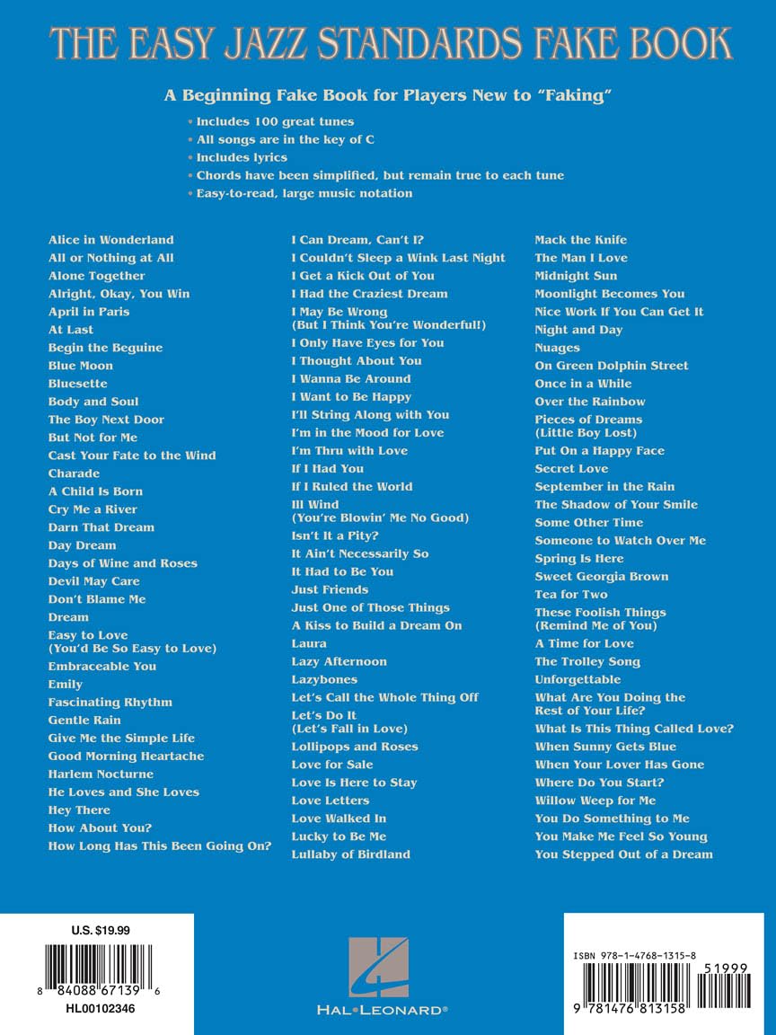 The Easy Jazz Standards Fake Book. Instruments en Do.
