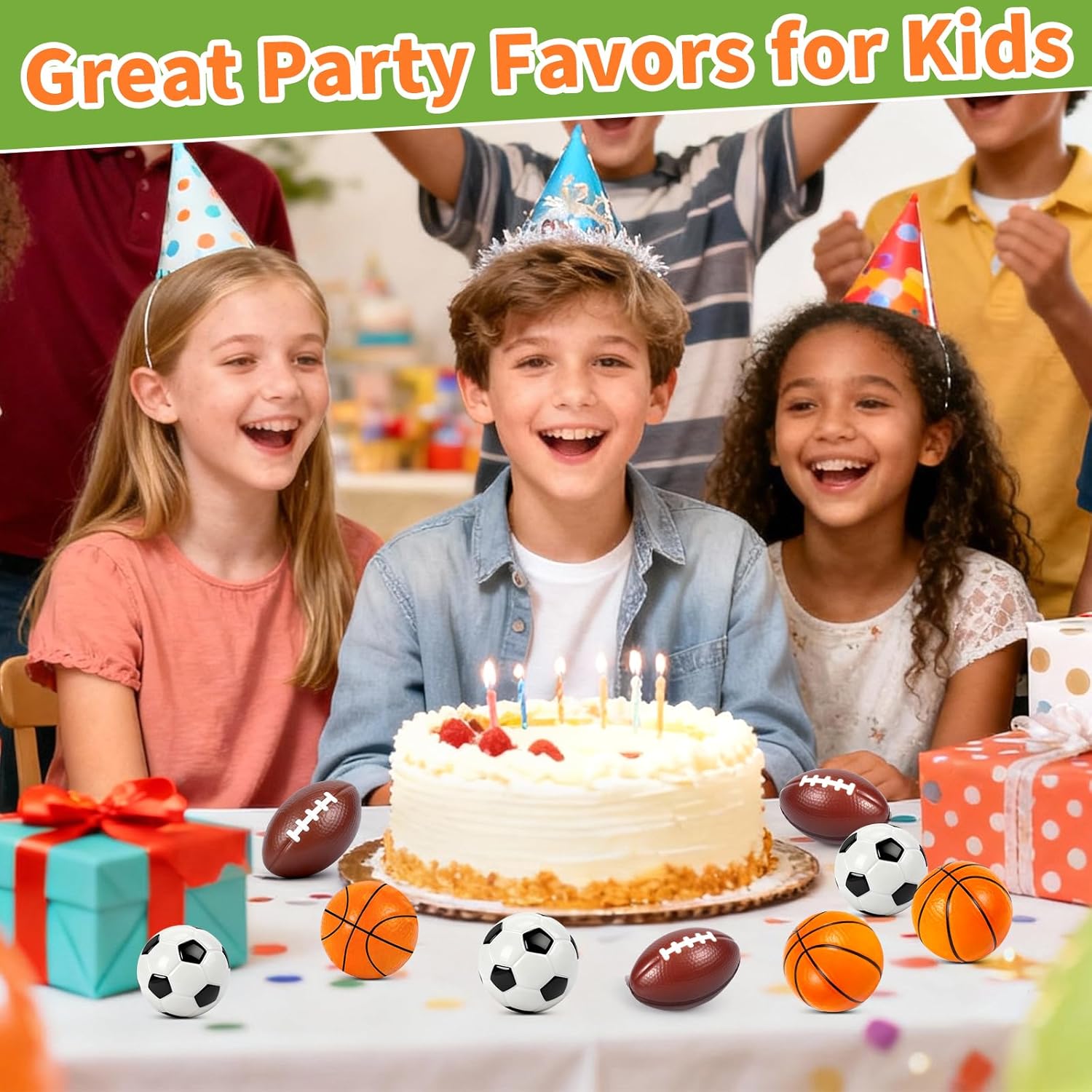 36 Pcs Mini Foam Sports Balls for Kids Adults Party Favors,Small Stress Balls Basketball Football Soccer Balls Bulk Toys Goodie Bag Stuffers Classroom Prizes Party Decorations