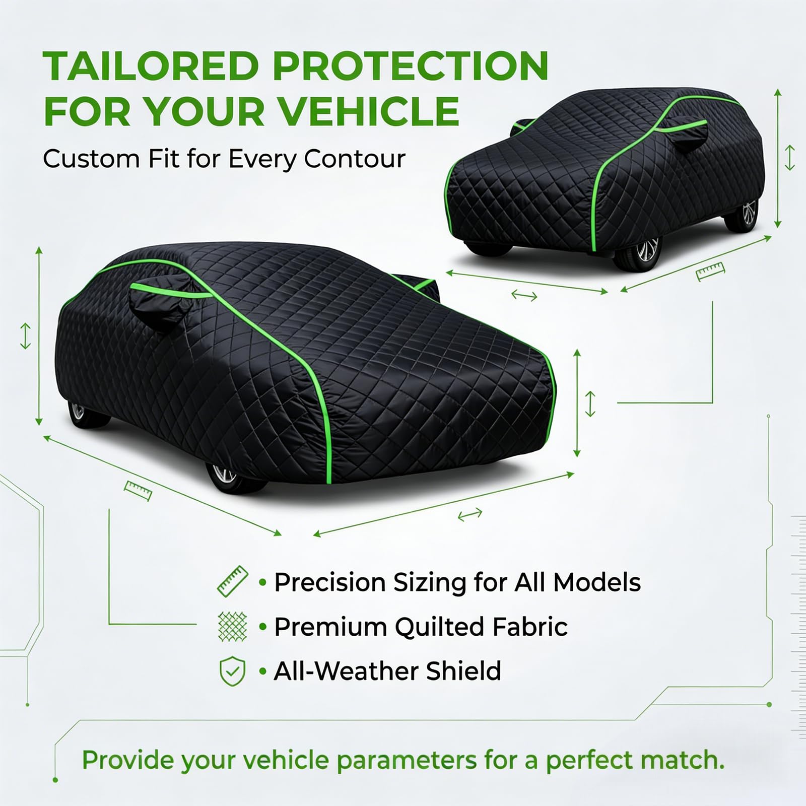 Telo Antigrandine Auto per Suzuki Vitara Hybrid 2023-2026，Telo Auto Antigrandine Felpato Imbottita dal sole, Totale Traspirante Impermeabile Protezione Completa