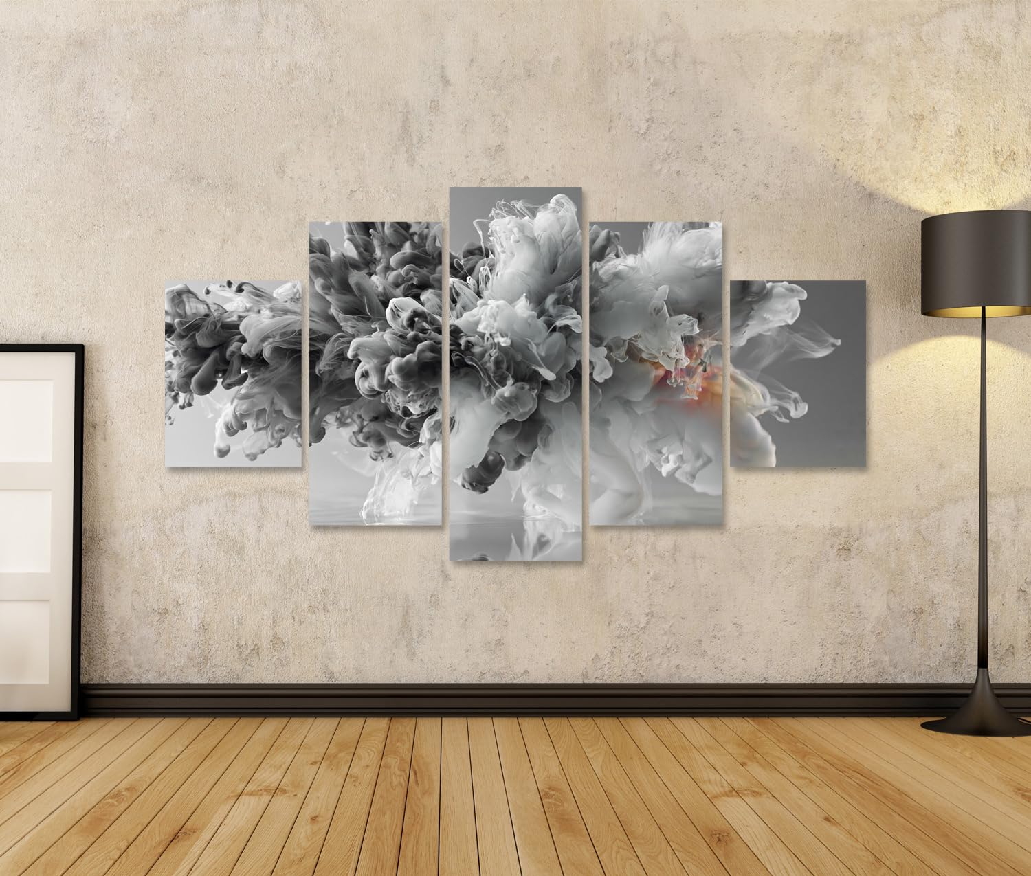 islandburner Bild auf Leinwand Faszinierende Tintenwirbel Kunstdruck Wohnzimmer Für Kunstliebhaber - 5-teilig