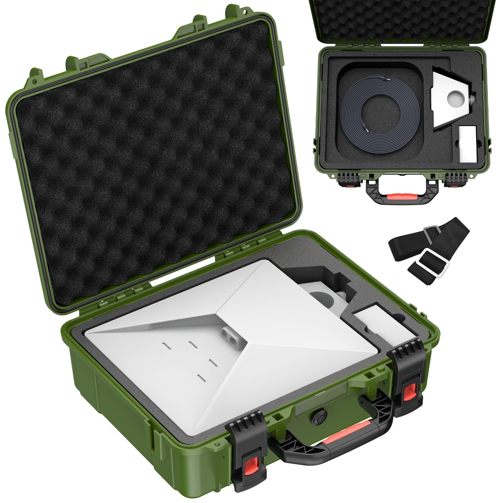 Photo 1 of MEKEET Starlink Mini Case, Waterproof Green Starlink Mini Hard Case with Portable Strap, Precision Cut Foam for Starlink Accessories, Starlink Bag for Travel Outdoor Camping Hiking