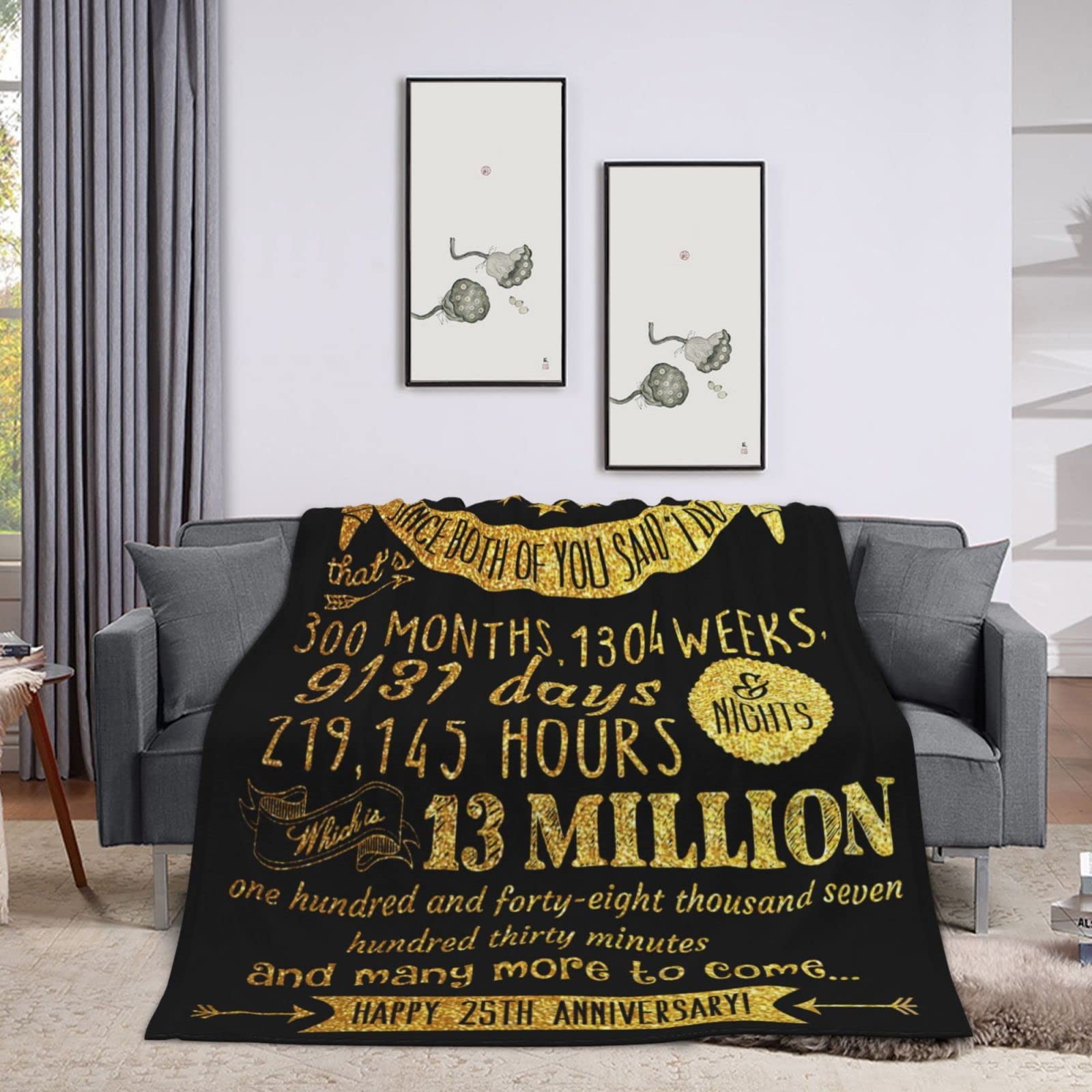 Amazon.com: AYUNIX 25th Anniversary Blanket Gifts - 25th Silver
