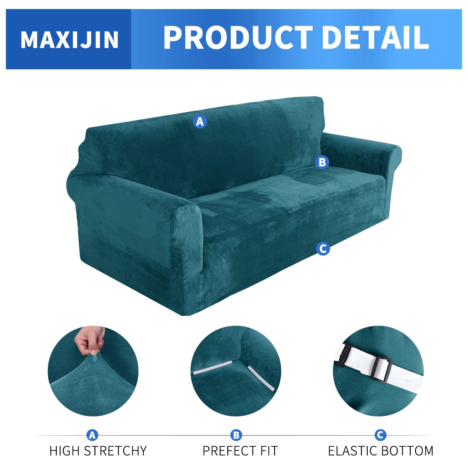 MAXIJIN Coprisedili in velluto spesso per poltrone Copridivano elasticizzato 1 posto Cani Gatto Pet Soggiorno Coprisedile 1 pezzo Fodera per sedia con braccioli (1 posto, Velluto Verde Nerastro)