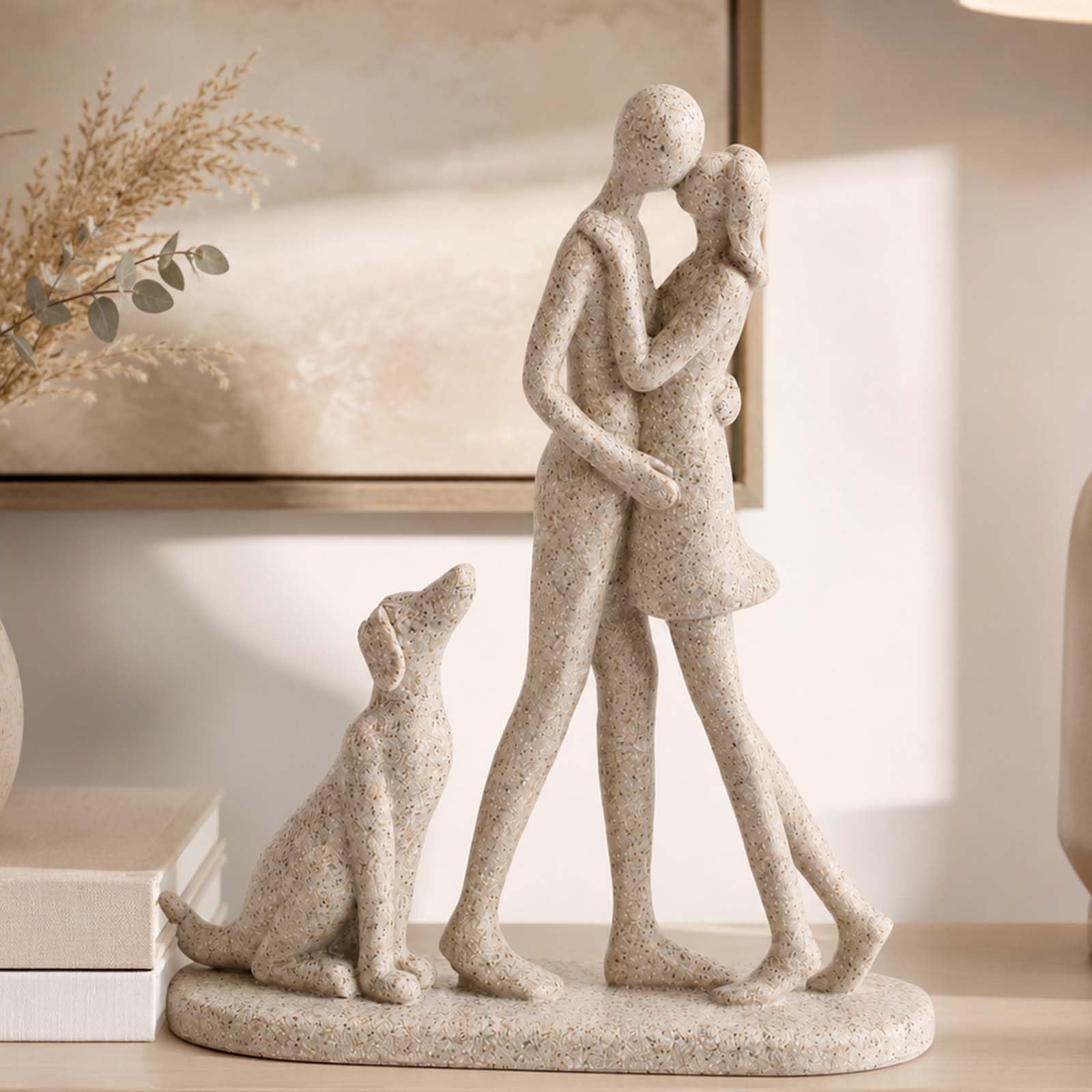 gobutend Dog Memorial Gifts for Loss of Dog, Angel Dog with Couple Figurine Statue, Pet Loss Sympathy Gift for Dog Lovers, Resin Remembrance Ornament, Bereavement Keepsake