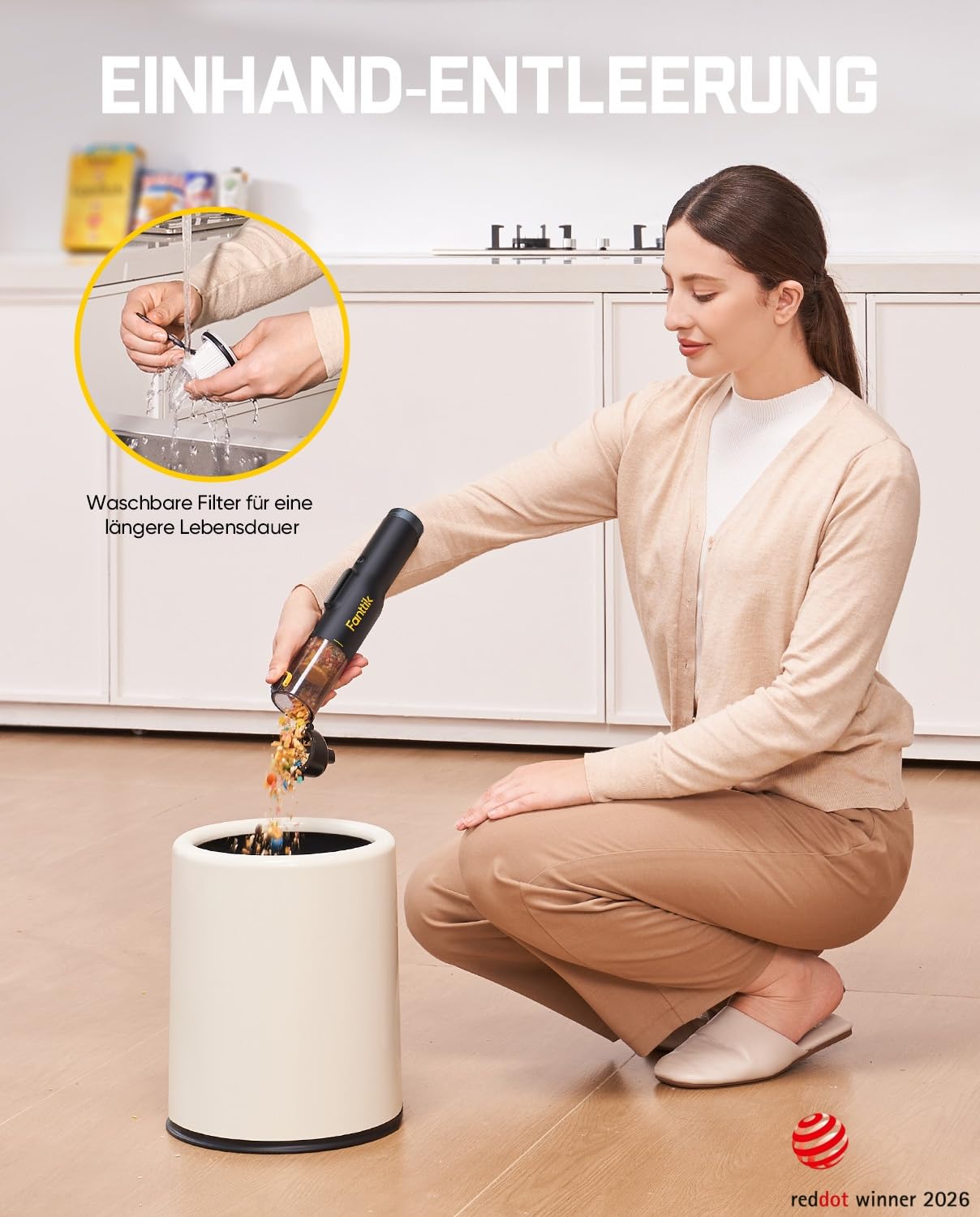 Fanttik Slim V10 Lite Kabelloser Handstaubsauger, 0,45 kg Leichtbau mit All-in-One-Station, 12000 Pa Saugkraft & Smart-LED-Display, tragbarer Mini-Staubsauger für Küche, Haushalt und Auto | Smart LED-Display, bürstenloser Motor, kabelloser tragbarer Mini-