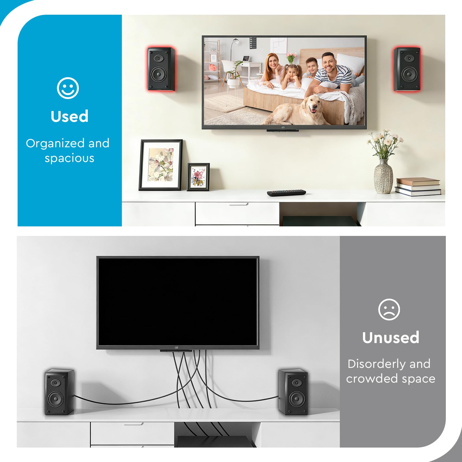 Lot de 2 Supports d'enceinte (Mur/Plafond) Support Mural pour Enceinte, Bras réglable et Angle Ajustable pour séries Bose UB-20, UB-20 Series II, WB-50 II, Lifestyle et SoundTouch (Noir)