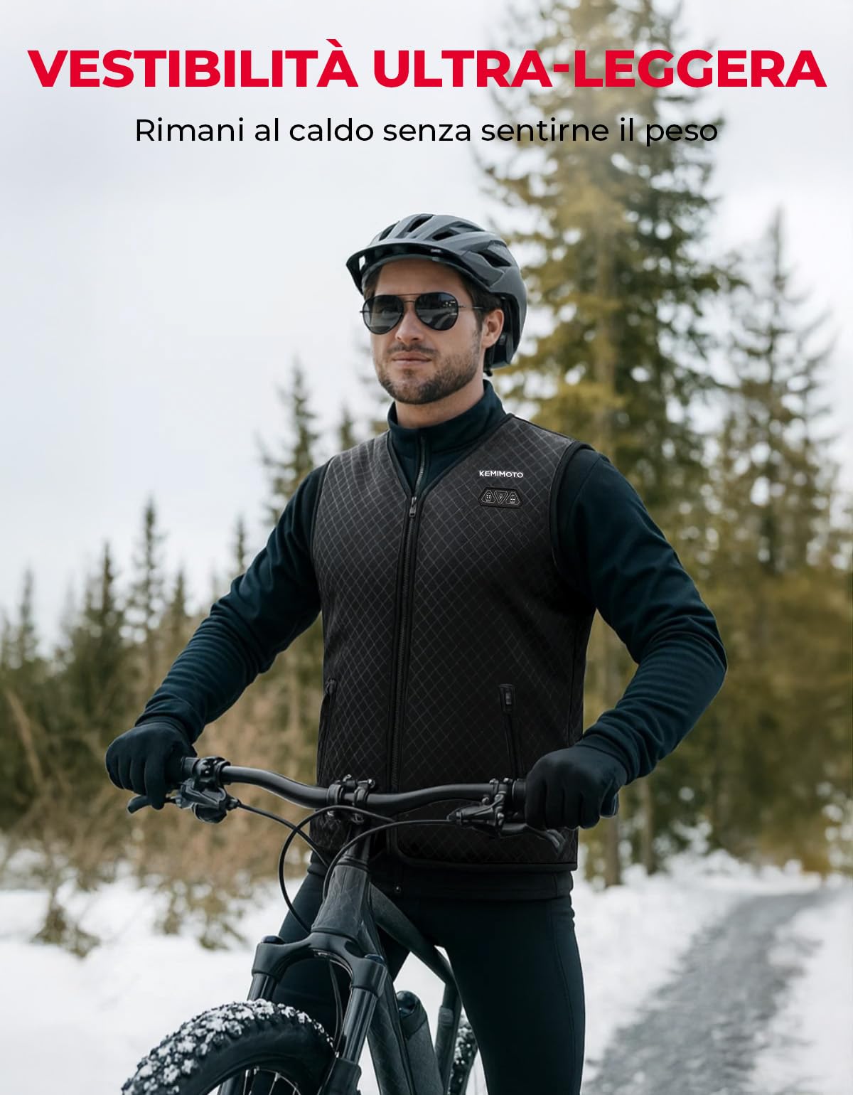KEMIMOTO Gilet Riscaldato Uomo, Elettrico Gilet Riscaldato con USB, Giubbotti Riscaldati con 3 Temperature per all’aperto Lavoro Sci Escursionismo Caccia Moto