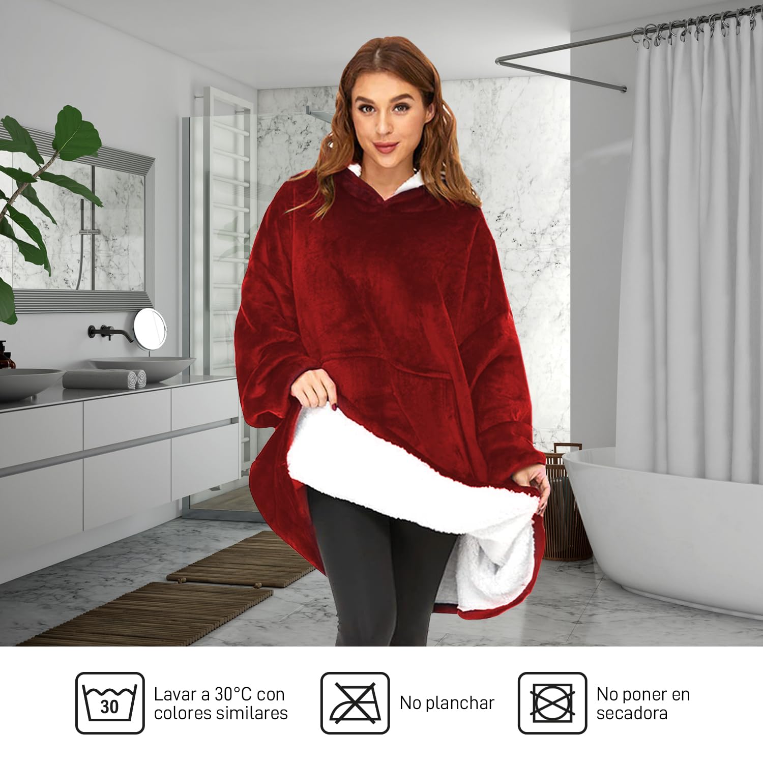 O³ Sudadera Manta Mujer - Batamanta Mujer y Hombre de Polar y Franela con Mangas y Capucha - Sudadera Noches de Invierno
