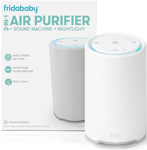 Fridababy - Máquina de sonido 3 en 1 purificador de aire luz nocturna con 3 velocidades de ventilador y filtro de fácil cambio