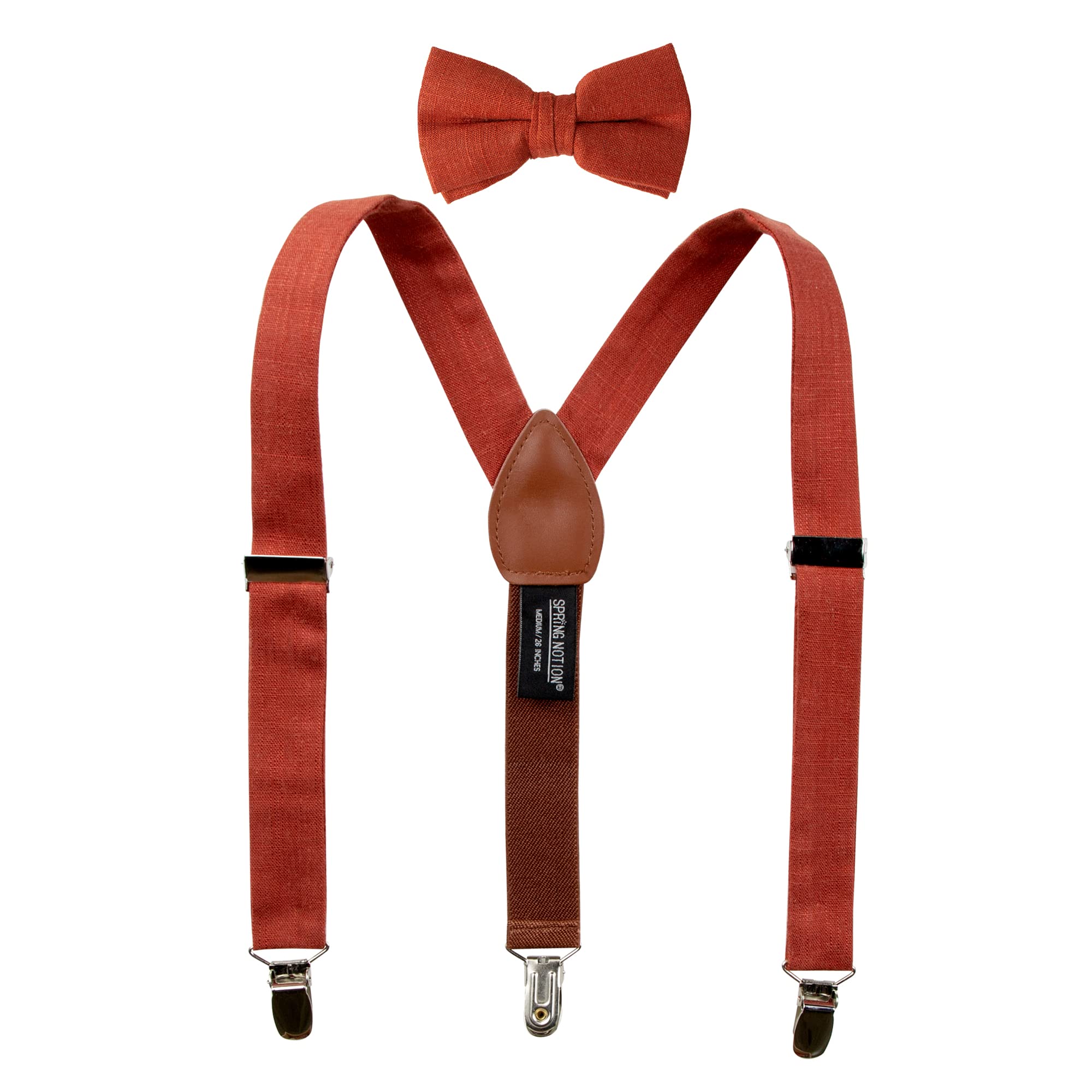 Spring Notion Ensemble porte-jarretelles et nœud papillon en lin mélangé pour enfants, tout-petits, nourrissons, porteurs de bagues rustiques