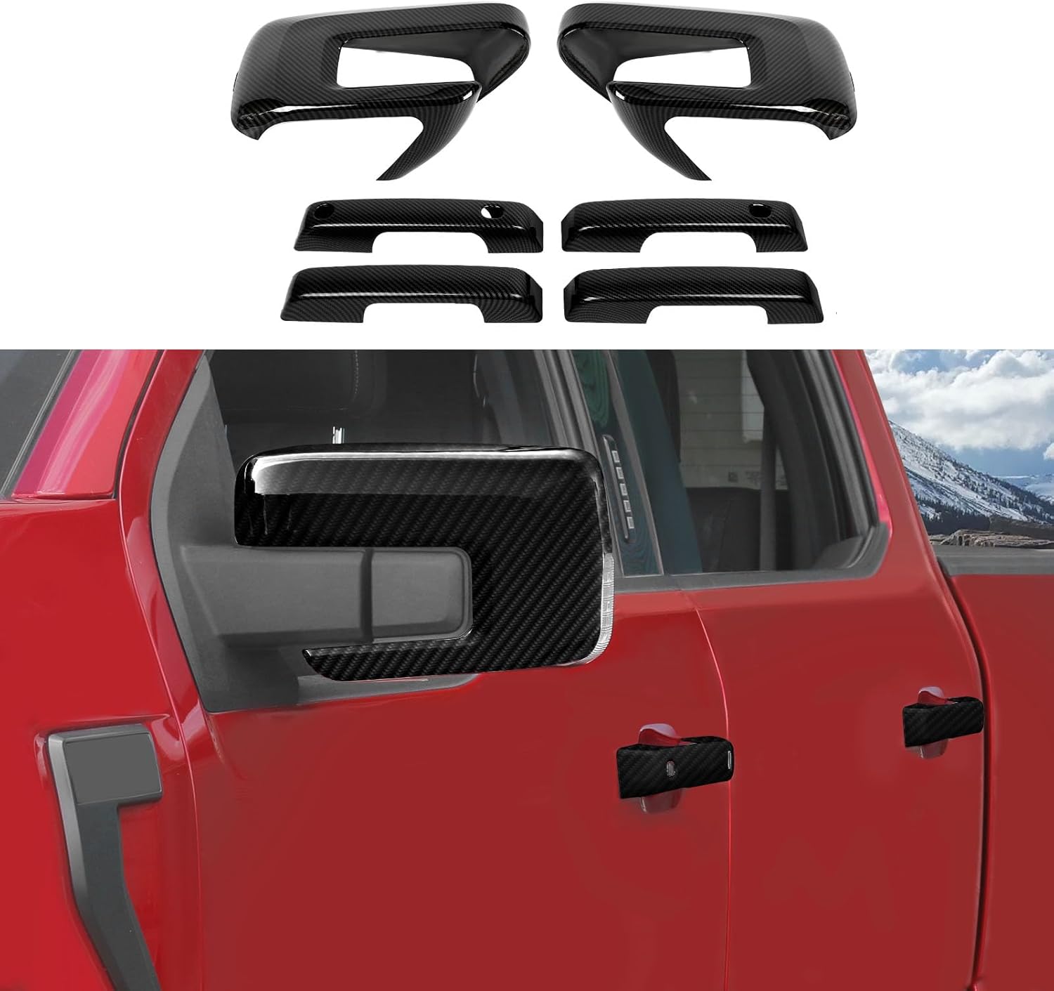 CheroCar Door Side Mirror Covers with Turn Signal Hole Compatible with 2021-2024 2025 2026 Ford F150 F-150 Pickup Accessories Left Right Side View Mirror Caps Trims