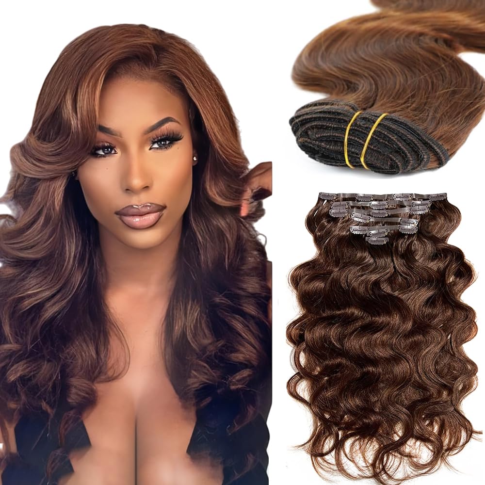 Body Wave Clip In Extensions Echthaar Perücke Damen Human Hair Extensions #4 Chocolate Brown Menschliches Haar Bundles With Minimal Shedding For Women 28 Inch