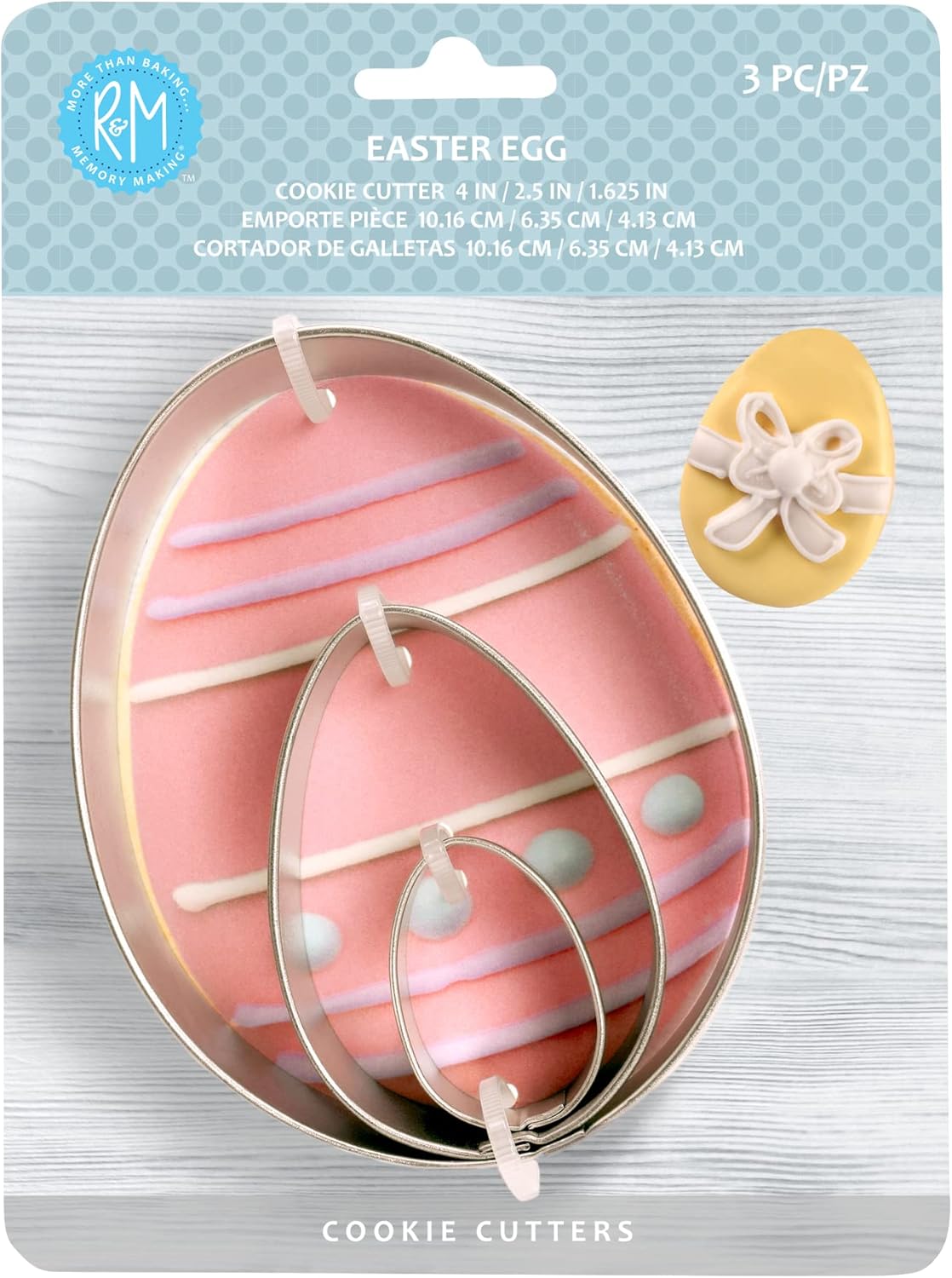 R&M Easter Egg 3-Piece Cookie Cutter Set. Includes 3 Sizes for Ovel Shapes, Eggs for Easter, Farm, Dino