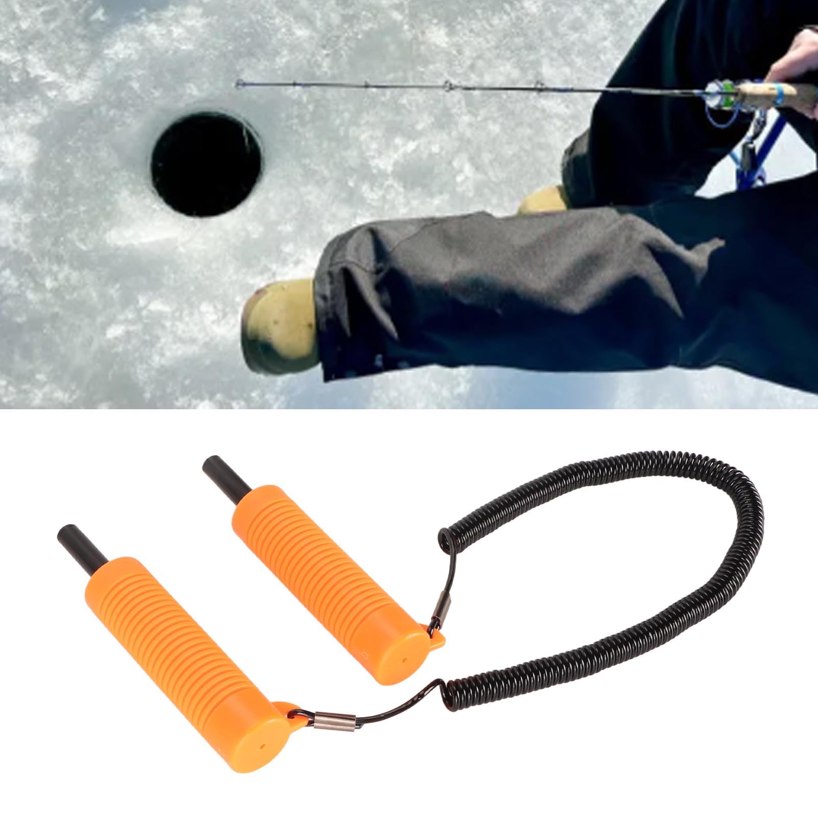 Asixxsix WYSUWANY Szpikulec DO Lodu Z GWizdKiem, Elastyczny Kilof DO Wędkowania POD LODEM DO JAZDY NA SANKACH, CHODZENIA PO LODZIE. (ORANGE)