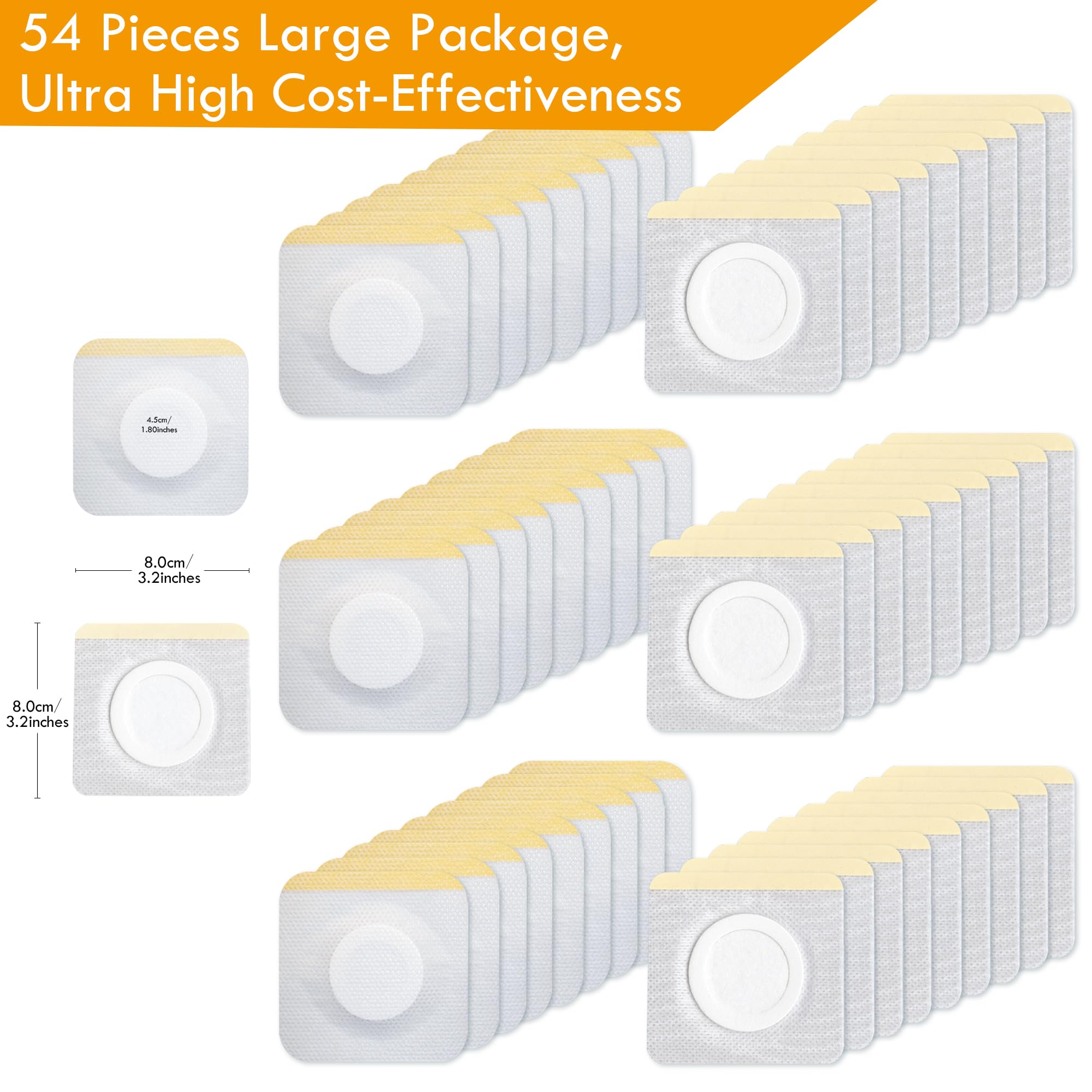 54 Pack Disposable Castor Oil Pack Wrap for Belly Button, 3.2Inches Castor Oil Patches Organic Cotton, Self-Adhesive, No Wash, Anti Leakage and Portable Oil Wrap Pad Kits