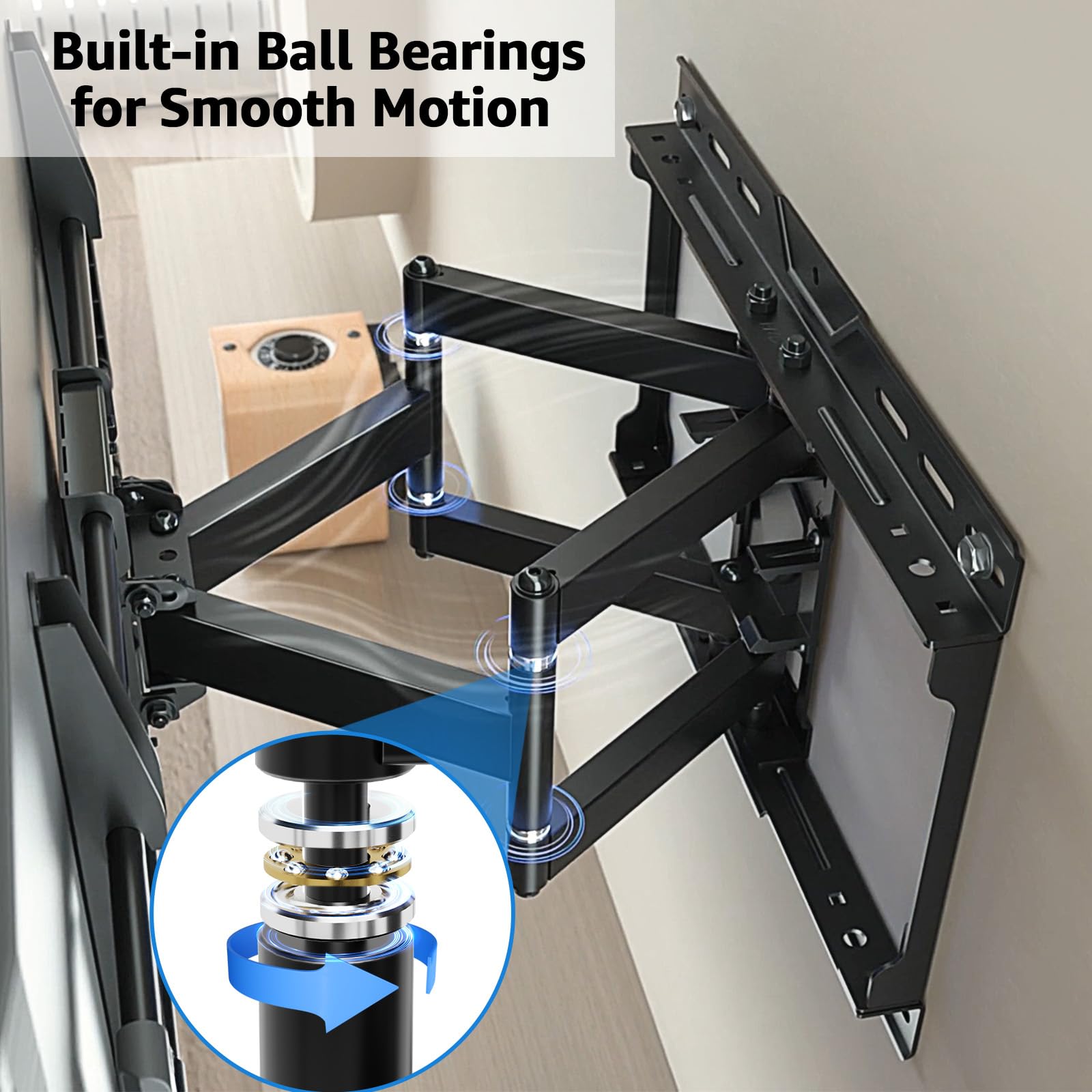 MOUNTUP Full Motion TV Wall Mount for Most 37-82'' TV, Premium Ball Bearings Design for Ultra-Slim OLED TV Smooth Swivel & Extension, TV Mount Bracket Articulating Arm Holds 100LBS, Max VESA 600x400mm